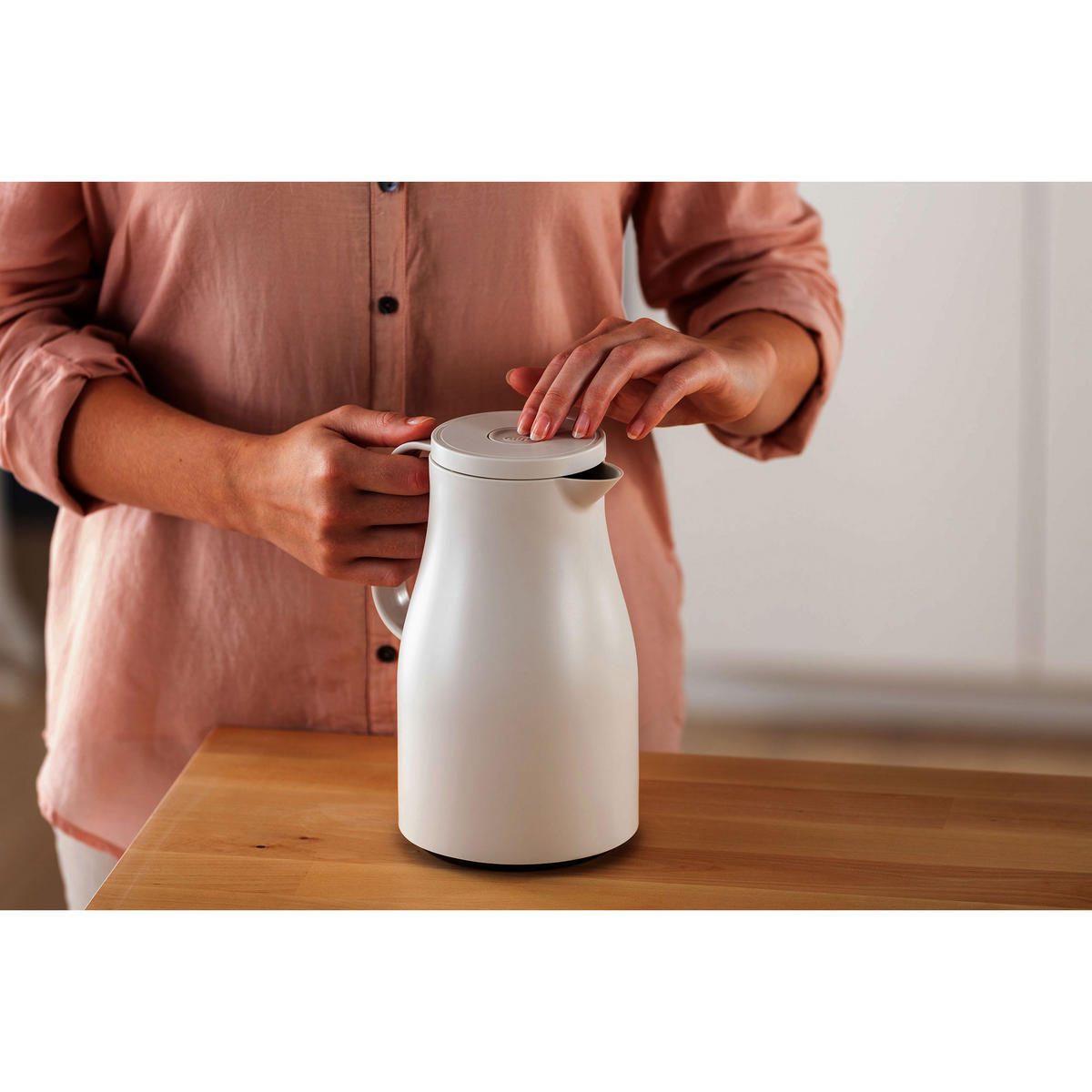 ISOLIERKANNE ECONSCIOUS, Kunststoff / Hartglaseinsatz, Oatmeal Beige - Beige, Kunststoff (1L) - Alfi