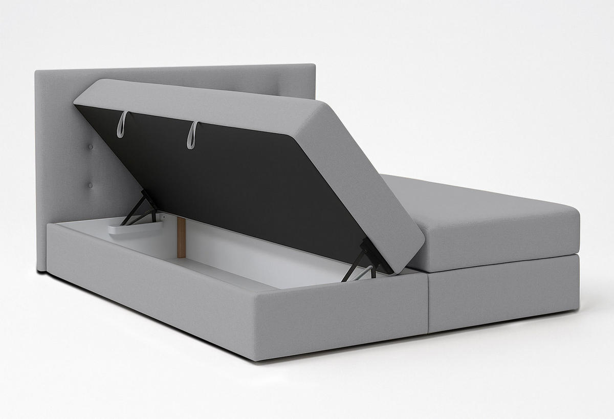BOXBETT BAUNEI 160x200 cm mit Bettkasten und Matratze - Grau - Schwarz/Grau, Holz/Holzwerkstoff (160/200cm) - AX Living