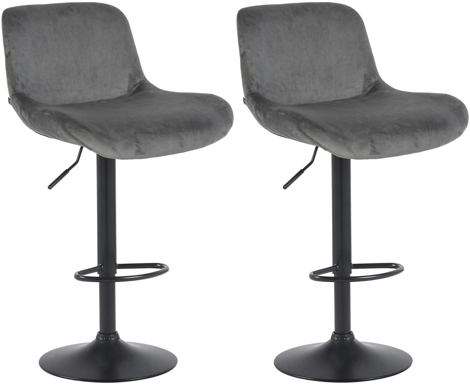 BARHOCKER 2er Set Samt Dunkelgrau - Dunkelgrau/Schwarz, Textil/Metall (50/85/50cm) - CLP