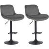 BARHOCKER 2er Set Samt Dunkelgrau - Dunkelgrau/Schwarz, Textil/Metall (50/85/50cm) - CLP