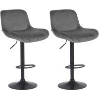 BARHOCKER 2er Set Samt Dunkelgrau - Dunkelgrau/Schwarz, Textil/Metall (50/85/50cm) - CLP