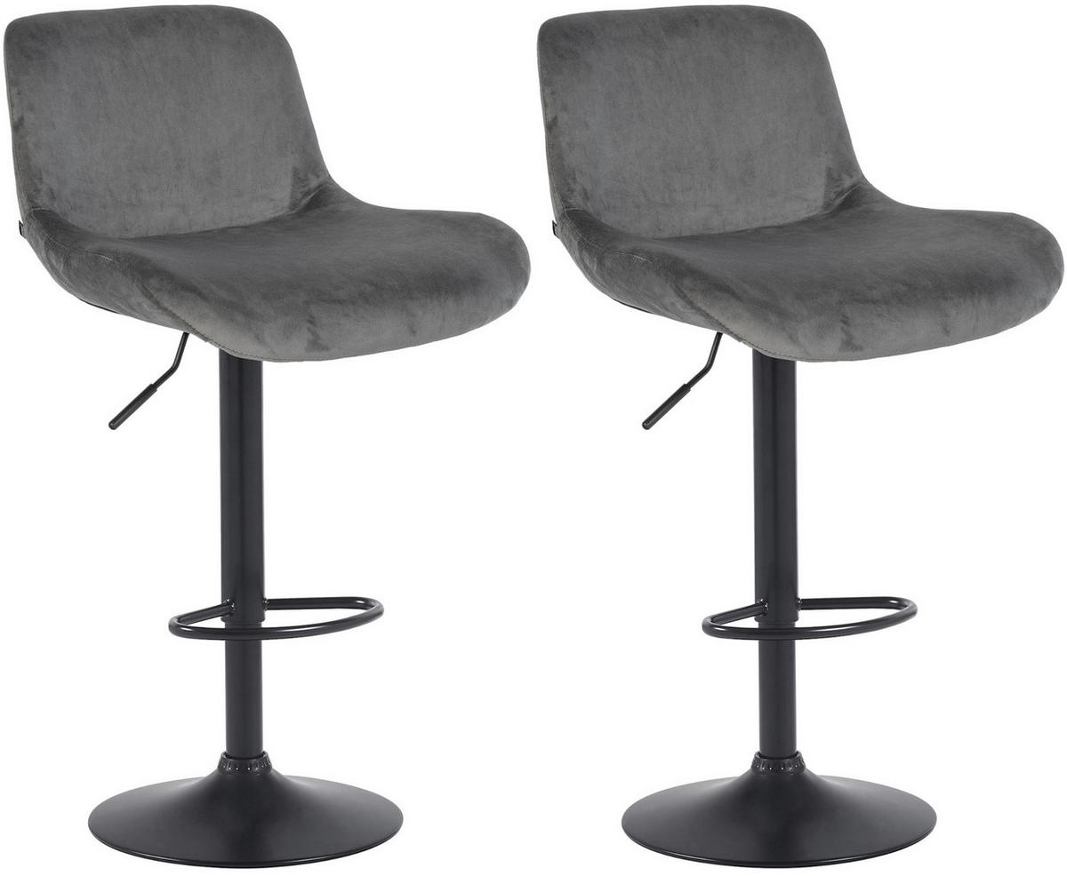 BARHOCKER 2er Set Samt Dunkelgrau - Dunkelgrau/Schwarz, Textil/Metall (50/85/50cm) - CLP