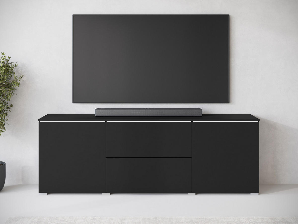 TV-LOWBOARD Vera 180 mit weißer LED Beleuchtung - Silberfarben/Graphitfarben, Holzwerkstoff/Kunststoff (180/62/35cm) - MIRJAN24