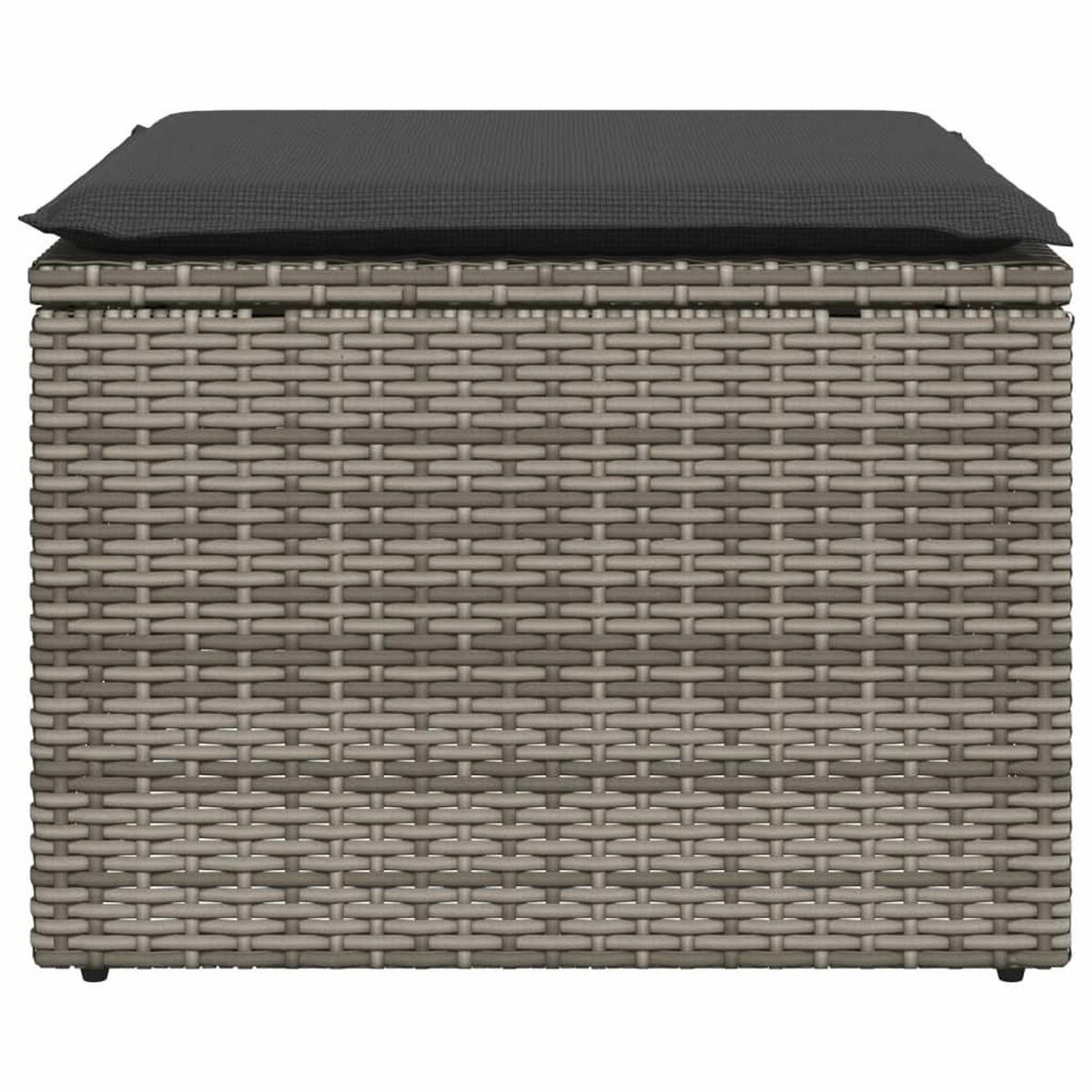 GARTENHOCKER Mit Kissen Grau 55/55/37 Cm Poly Rattan - Grau, Kunststoff (55/37/55cm) - vidaXL