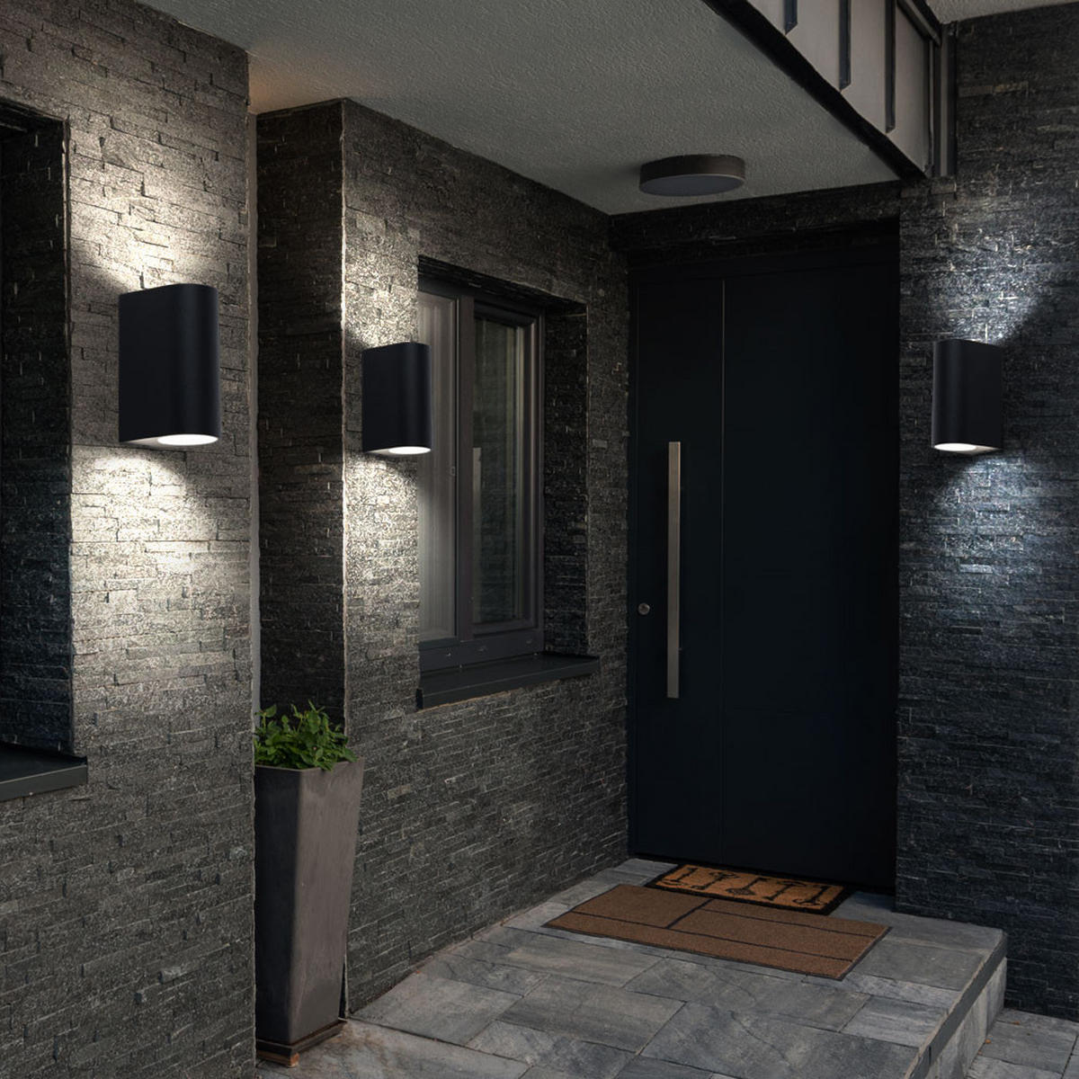 LED AUSSEN-WANDLEUCHTE Aluminium Schwarz 2er Set - Schwarz, Metall (6.8/15/9.2cm)