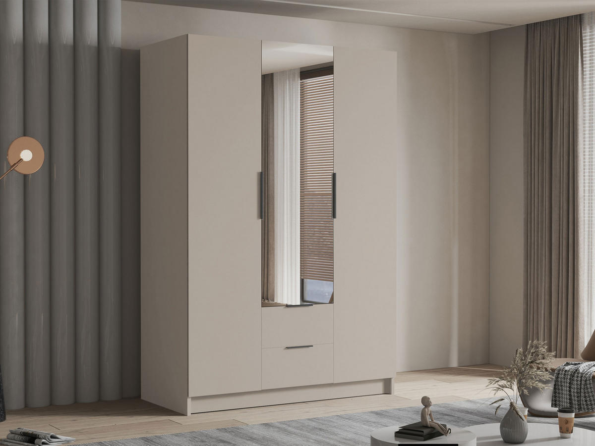 KLEIDERSCHRANK Calwi II - Kaschmir/Schwarz, Holzwerkstoff/Kunststoff (150/216/60cm) - MIRJAN24