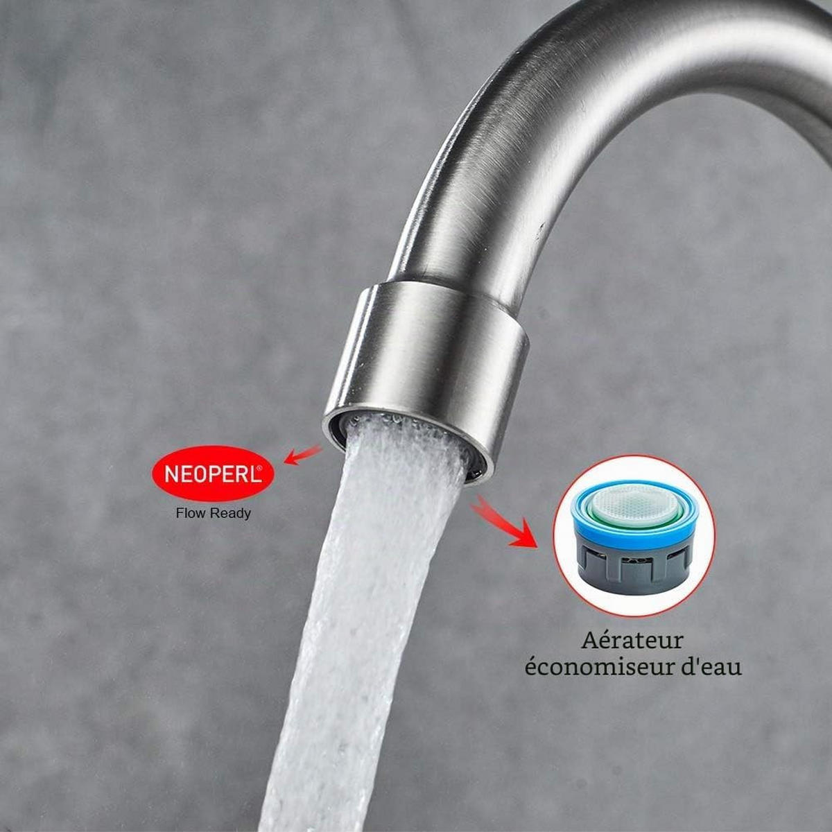 WASSERHAHN Edelstahl kaltes Wasser silber - Grau, Metall (25/9/21cm) - Vallsero