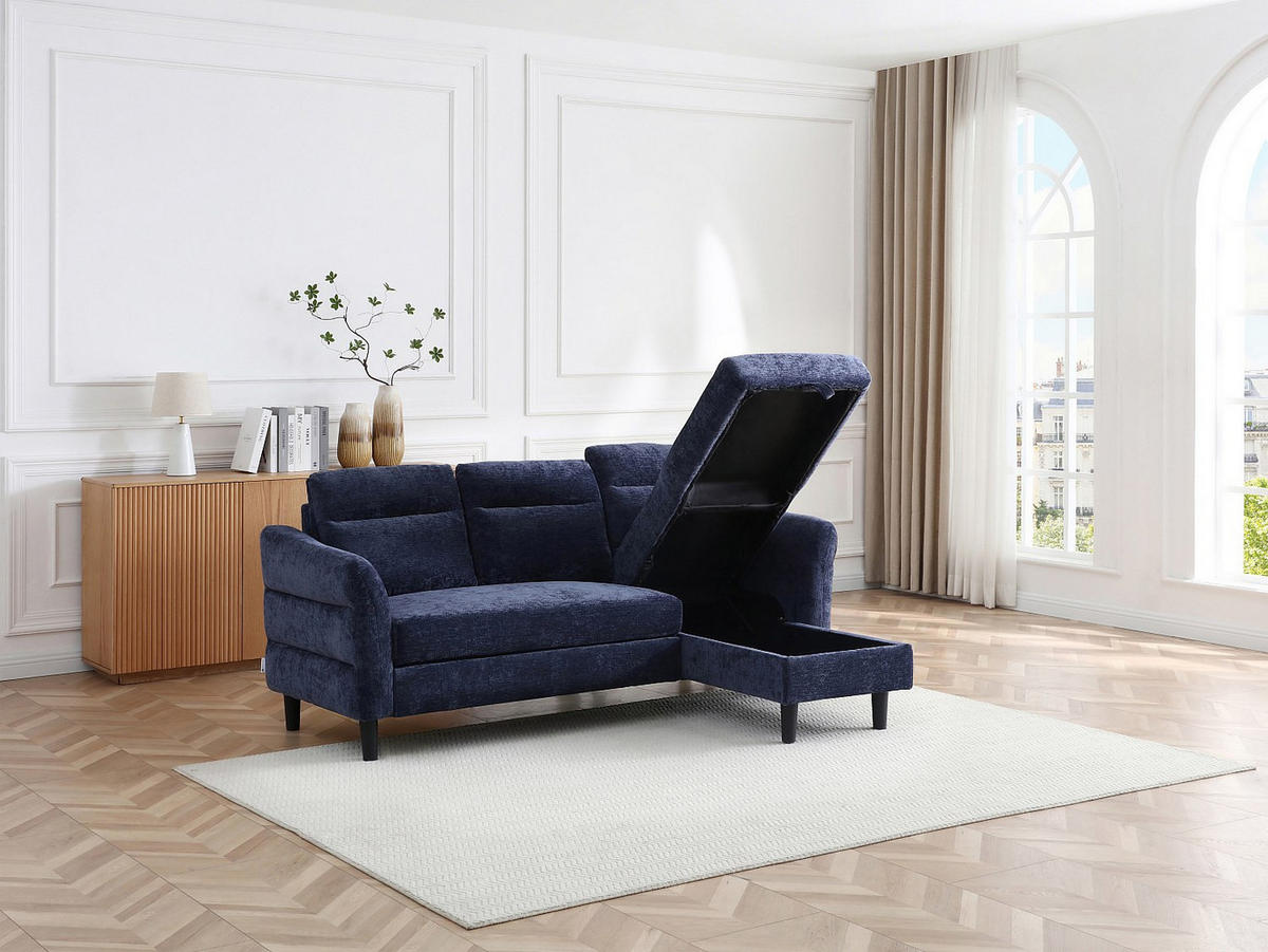 SCHLAFSOFA - -Sitzer - Stoff - Marineblau - - Dunkelblau, Textil (206/90/139cm) - Vente-Unique