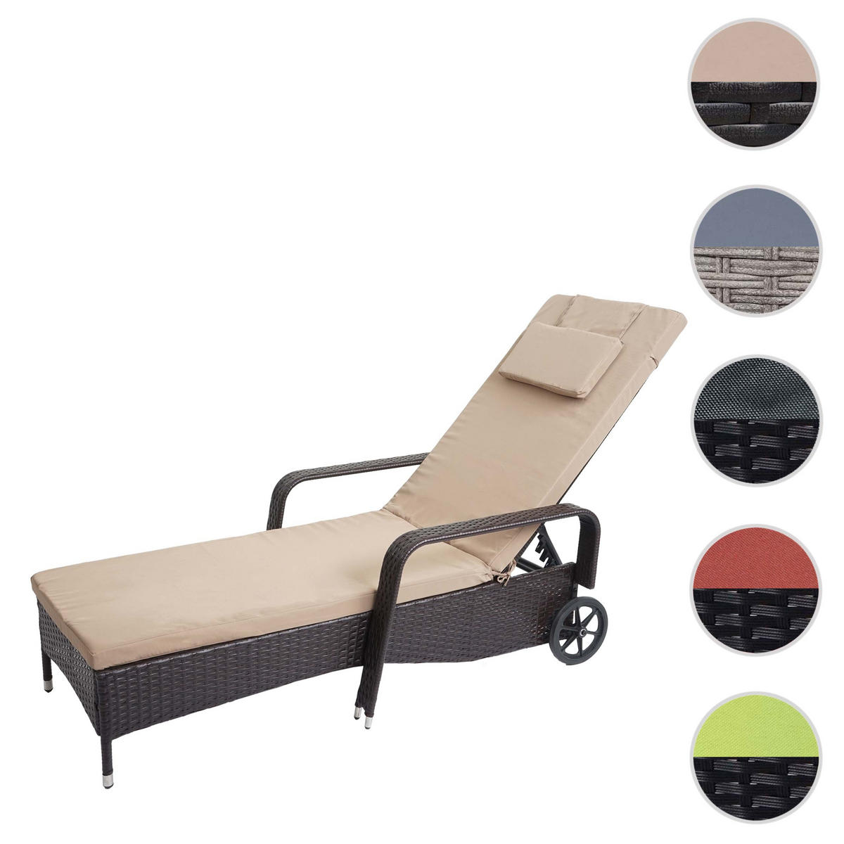 POLY-RATTAN SONNENLIEGE Braun, Beige - Beige/Braun, Kunststoff (71/108/197cm) - MCW