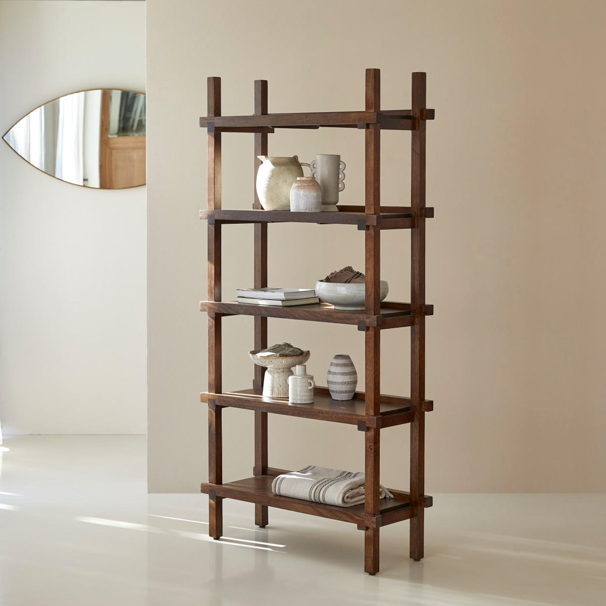 BÜCHERREGAL Arko Braun aus Mango - Braun, Holz (85/176/34cm) - Tikamoon