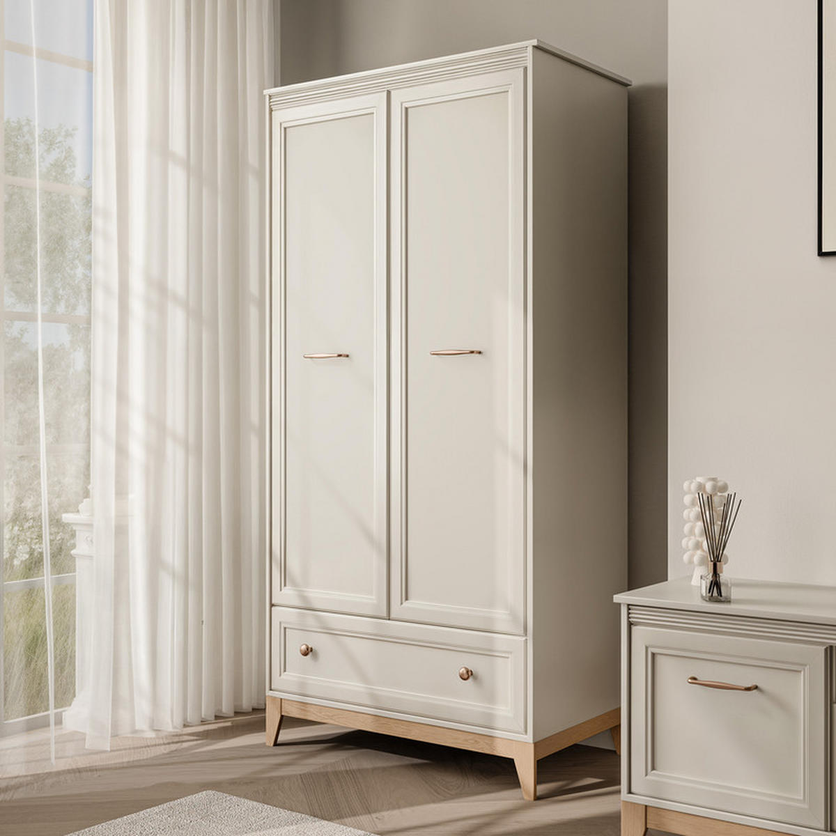 DREHTÜRENSCHRANK DIUNA 92/55/193 cm, 2 Tür(en), Kaschmir - Kaschmir, Holzwerkstoff/Metall (92/193/54.5cm) - Idohome