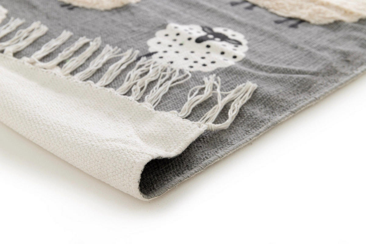 KINDERTEPPICH aus Baumwolle grau - Grau, Naturmaterialien (120/170cm) - AFK Living