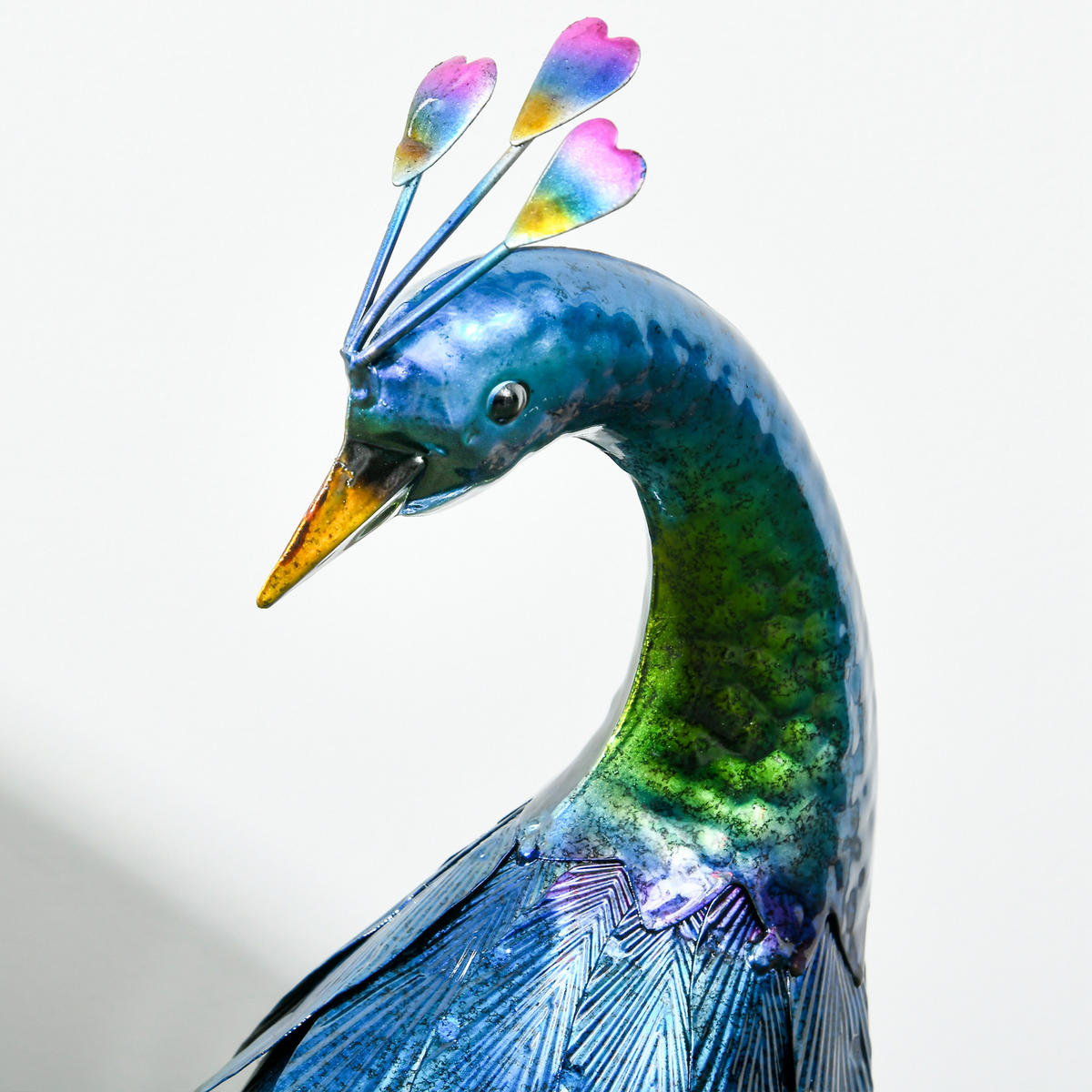 GARTENSTATUE Pfau, 59 cm Gartenfigur, Skulptur für Balkon, Terrasse - Blau, Metall (25/59/29cm) - Outsunny