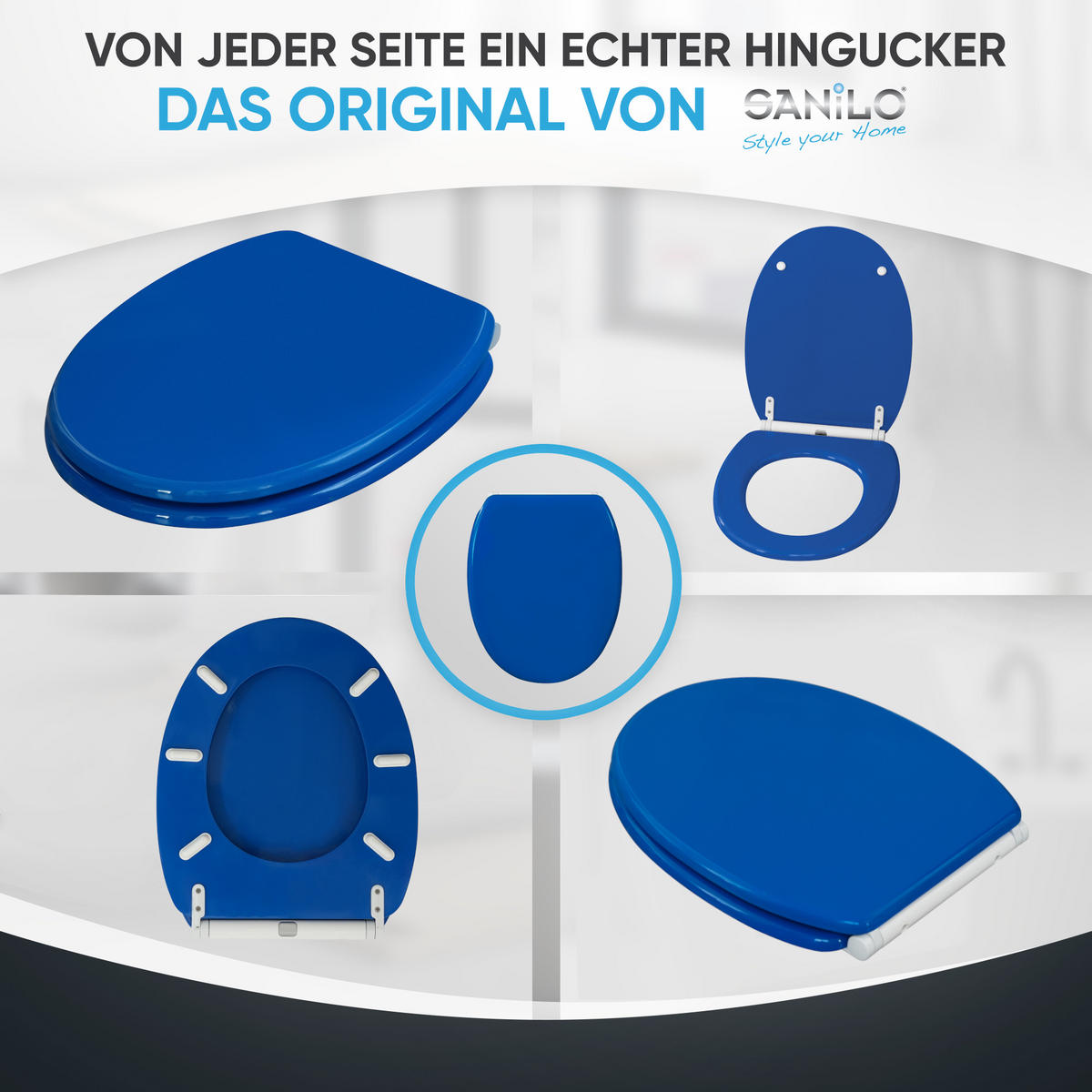 WC-SITZ mit Absenkautomatik & Top Fix Blau - Blau, Holzwerkstoff (37.7/5.5/48cm) - Sanilo