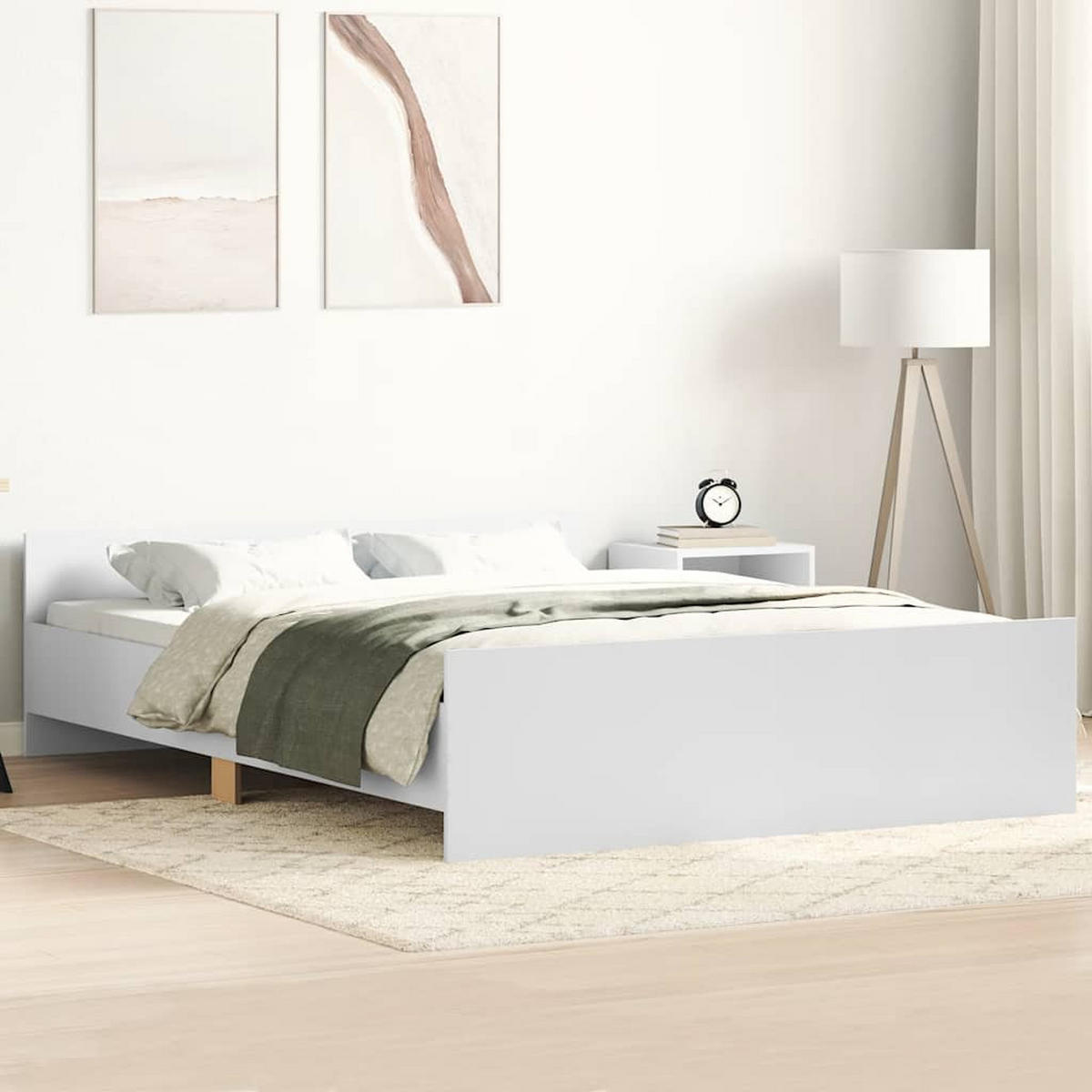 BETTGESTELL Mit Kopf- Und Fussteil Weiss 140/200 Cm - Weiß, Holzwerkstoff (140/200cm) - vidaXL