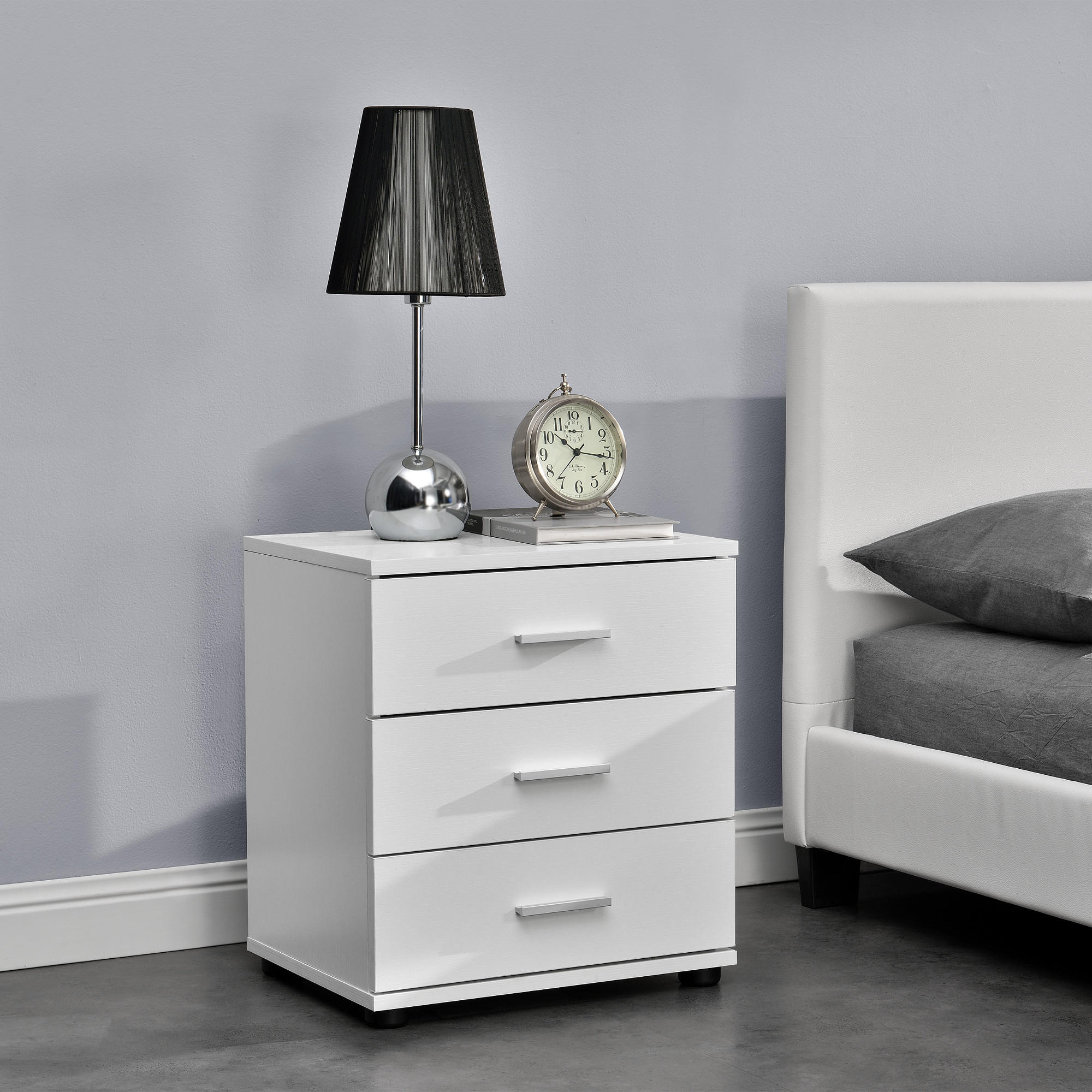 NACHTTISCH Jette - Weiß (34.0/45.0/50.0cm) - [en.casa]