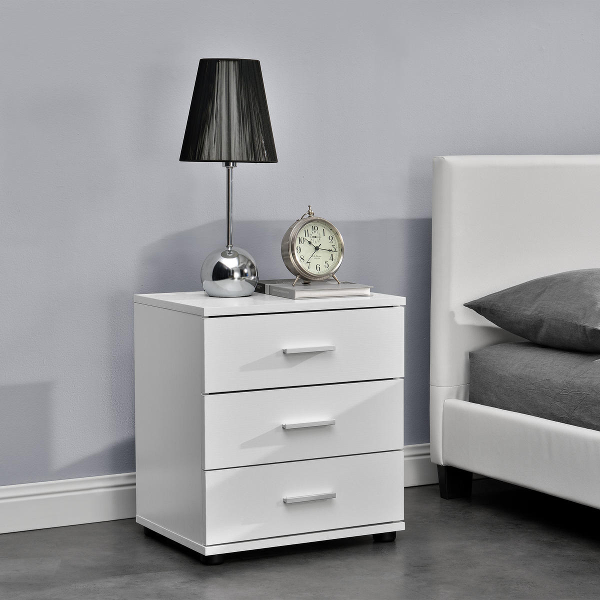 NACHTTISCH Jette - Weiß, Holzwerkstoff (45/50/34cm) - [en.casa]