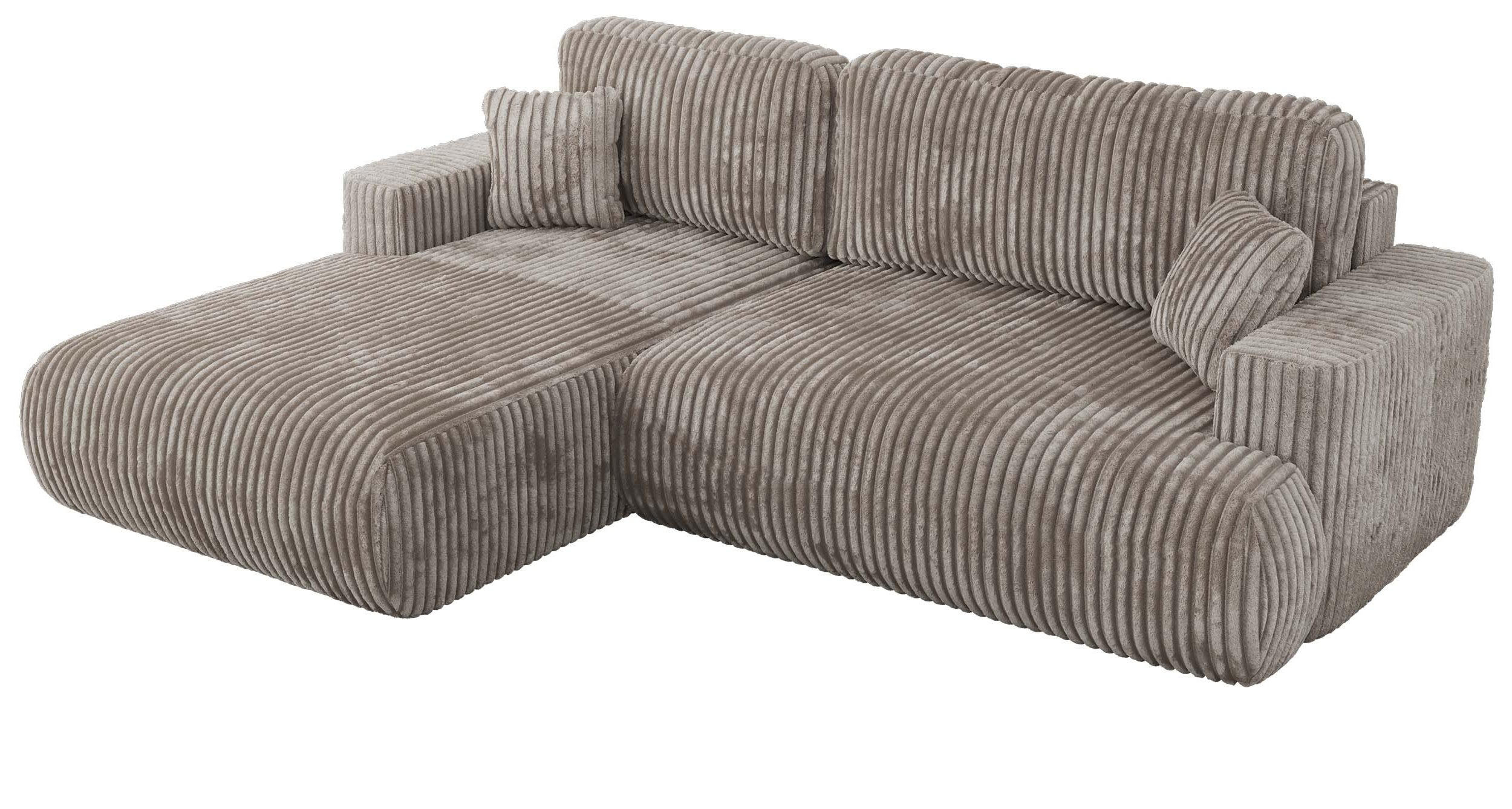 ECKSOFA OVO L Hellbraun Cord - Links Seite - Hellbraun/Schwarz, Kunststoff/Textil (271/195cm) - MKS