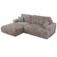 ECKSOFA OVO L Hellbraun Cord - Links Seite - Hellbraun/Schwarz, Kunststoff/Textil (271/195cm) - MKS