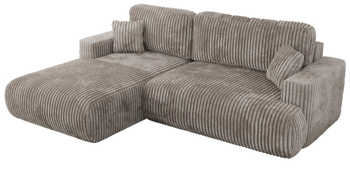 ECKSOFA OVO L Hellbraun Cord - Links Seite - Hellbraun/Schwarz, Kunststoff/Textil (271/195cm) - MKS
