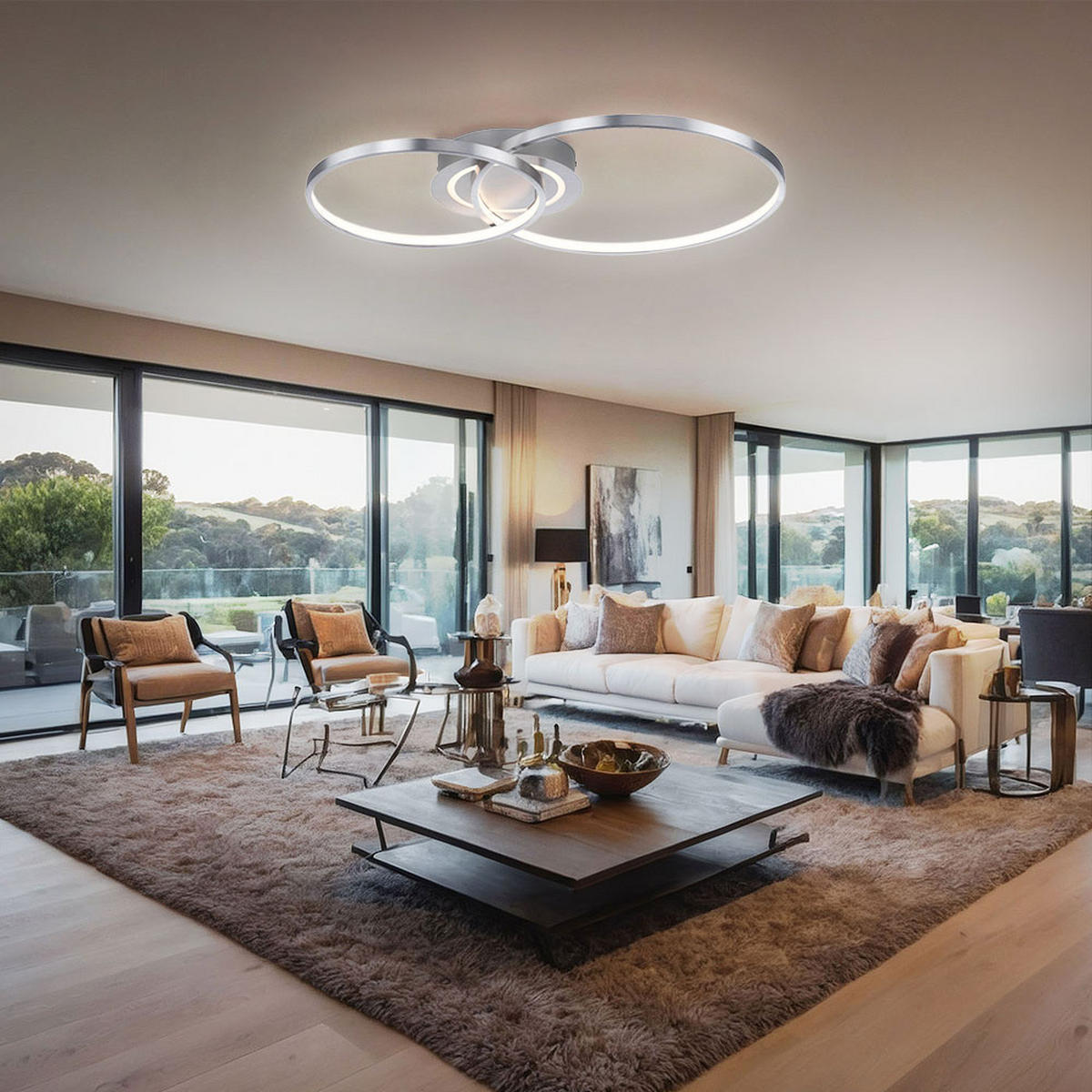 LED DECKENLEUCHTE Alu Silber Beweglich - Silberfarben, Metall (69/55/9cm)