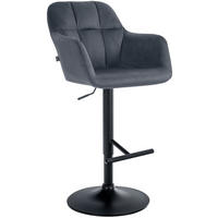 BARHOCKER Natoma Samt 97-118x57x59 cm dunkelgrau - Dunkelgrau, Textil (57/97/59cm) - furnicato