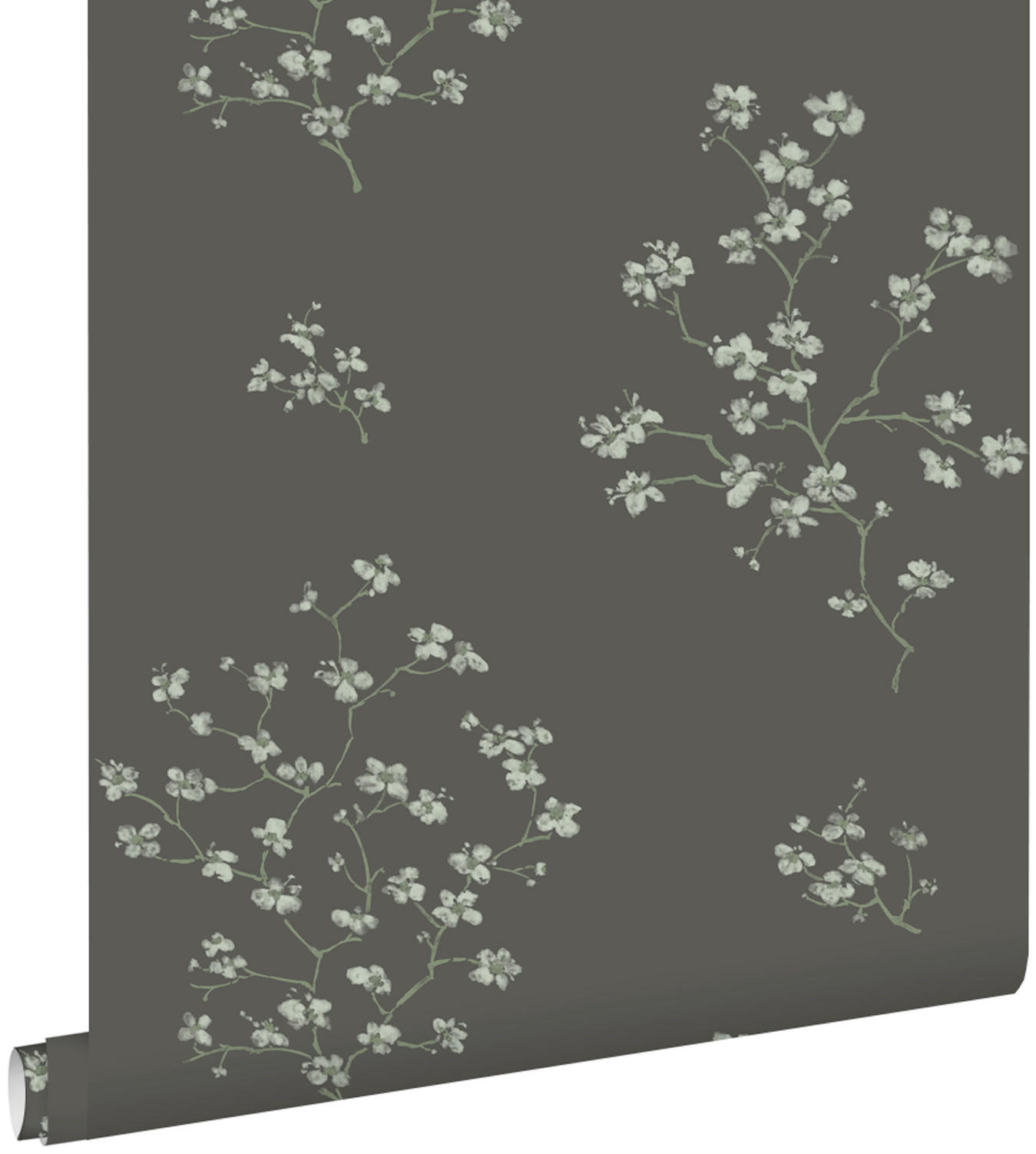 TAPETE Blütenzweige 53 cm x 10.05 m - Schwarz, Papier (53/1000cm) - ESTAhome