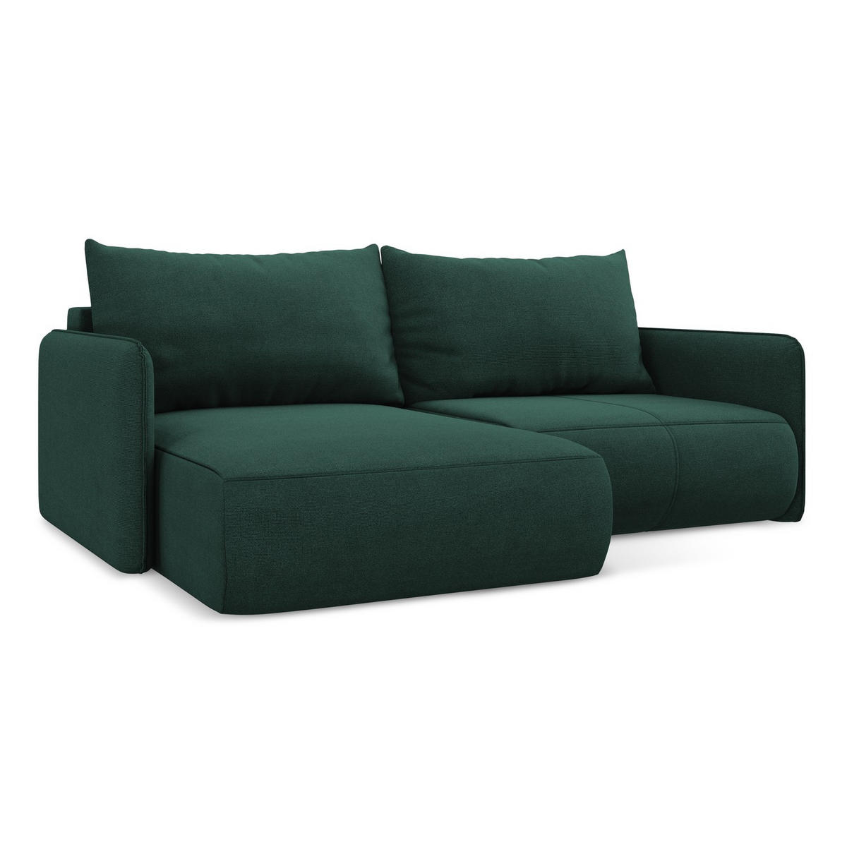 ECKSOFA mit Schlaffunktion Strukturstoff Stoff Grün - Dunkelgrün/Schwarz, Kunststoff/Textil (148/207cm) - LaMiaSofa
