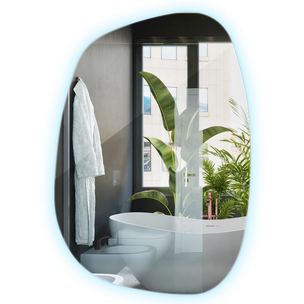 LED SPIEGEL 78,5x57 cm Kaltweiß 6500K - Transparent, Glas (78.5/57/0.4cm) - Wallfluent