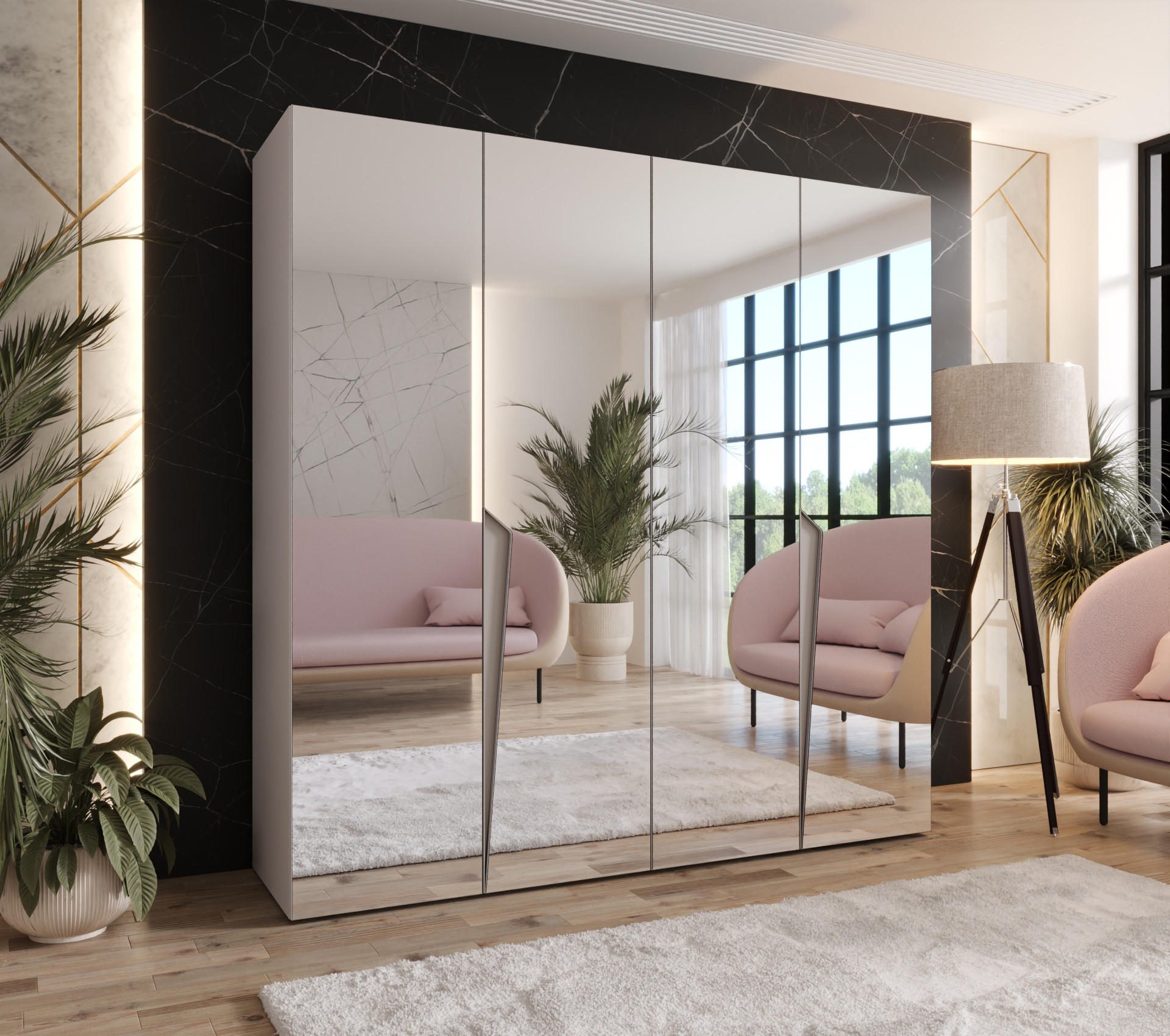 DREHTÜRENSCHRANK 202/200/52 4-türig - Beige, Holz/Metall (200/202/52cm) - Abiks Möbel