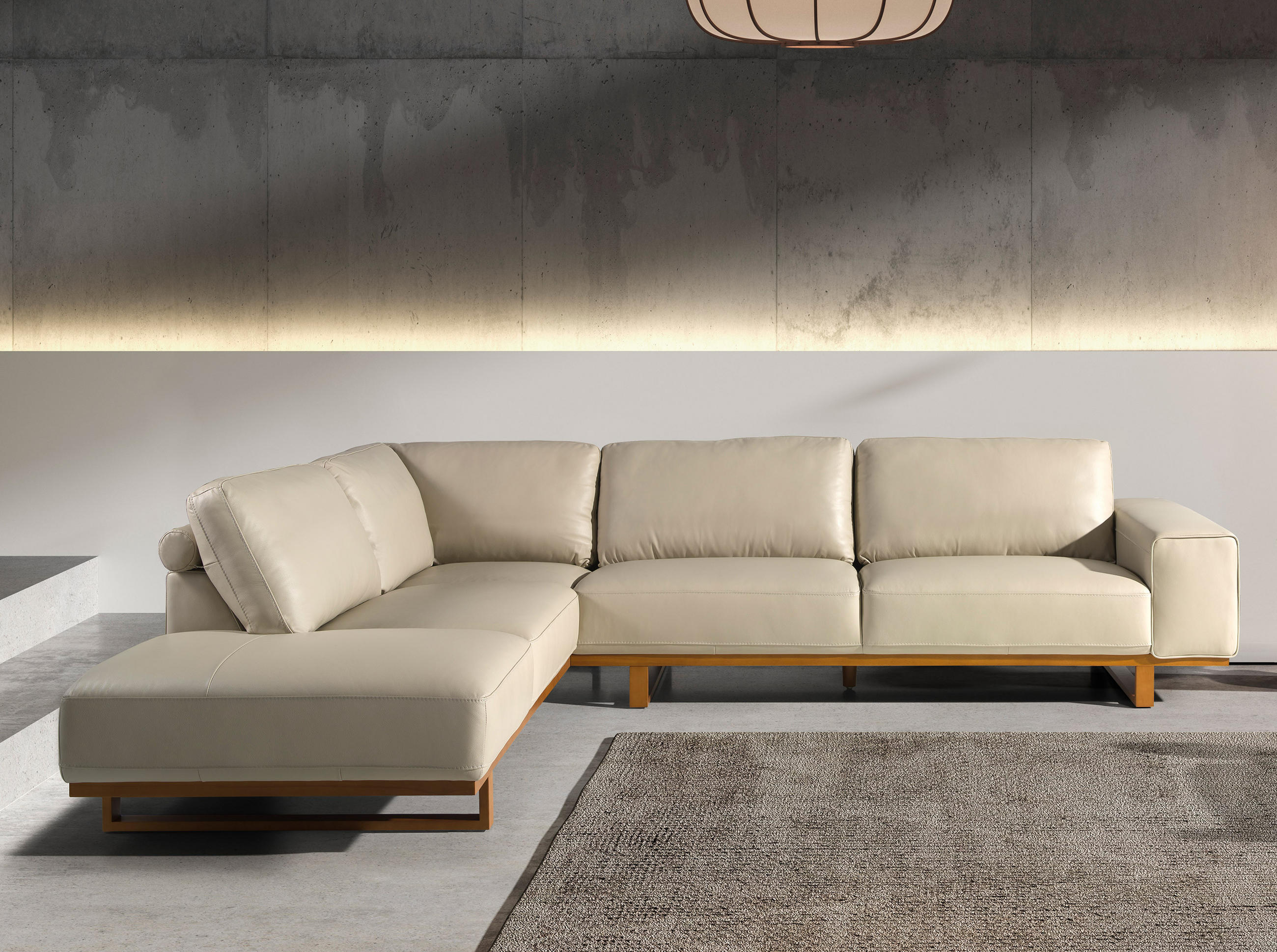 ECKSOFA Ecke Sandfarbe Honig 316/252/82 cm - Sandfarben/Honig, Leder (316/252cm) - ANGEL CERDA