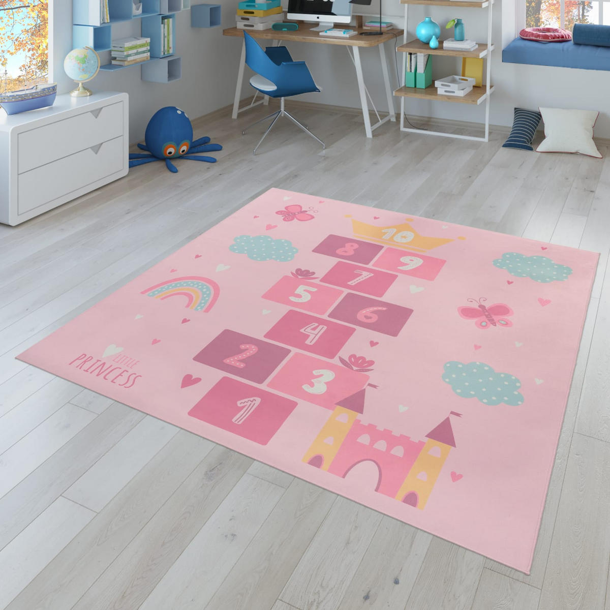 KINDERTEPPICH Herz Pink 200 x 200 cm - Pink, Kunststoff (200/200cm) - TT Home