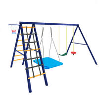 SCHAUKELGESTELL & Nestschaukel, Basketballkorb - Blau, Metall (310/203cm)