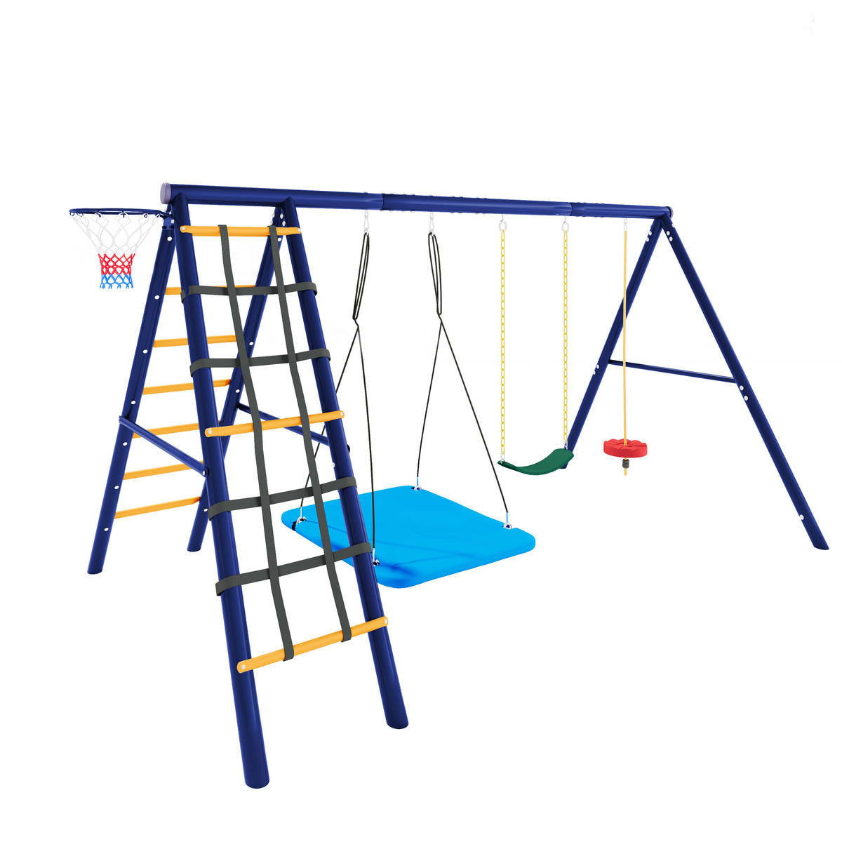 SCHAUKELSET Outdoor 3 Schaukeln - Blau, Metall (310/203/174cm)