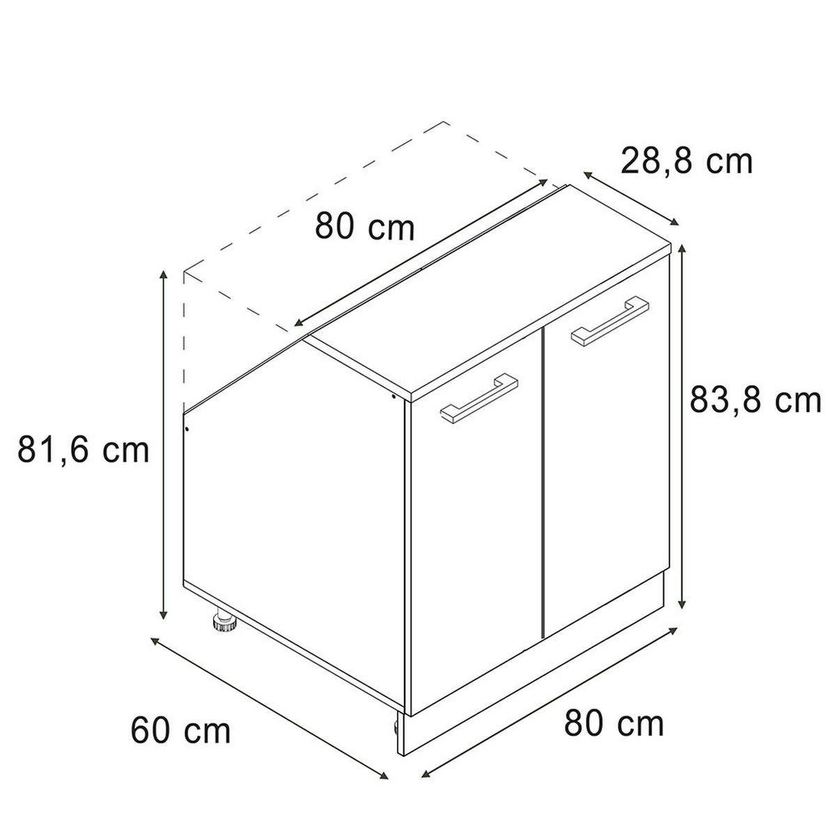KUCHYNSKÁ SKRIŇA PRE ŠIKMÉ STRECHY R-Line Modrošedá 80 cm s 2 dverami, korpus skrine hĺbka 60 cm - biela/modrosivá, kompozitné drevo (80/83.8/60cm) - Vicco