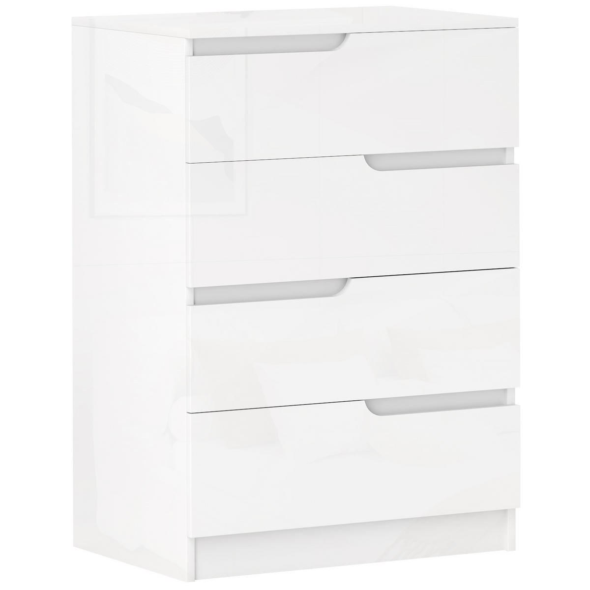 KOMMODE Beistellschrank mit 4 Schubladen, Hochglanzweiß 60 x 40 x 85cm - Weiß, Holzwerkstoff (40/85/60cm) - HOMCOM