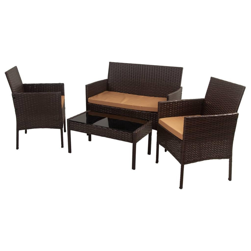 TISCH, SOFA und SESSEL, 4-tlg, Braun - Braun, Naturmaterialien - Wanderlust
