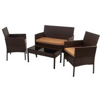 TISCH, SOFA und SESSEL, 4-tlg, Braun - Braun, Naturmaterialien - Wanderlust