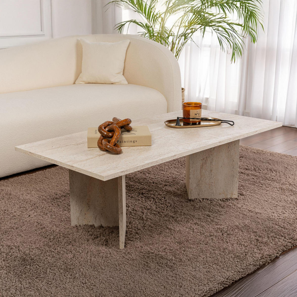 COUCHTISCH Topi Farbe Travertin Rechteckig - Grün, Holzwerkstoff (119/60/40cm) - Concept Usine