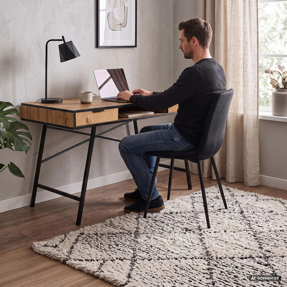 SCHREIBTISCH ARDEN 120 cm Craft Eiche - Eichefarben/Schwarz, Holzwerkstoff (120/50/80.5cm) - Akord