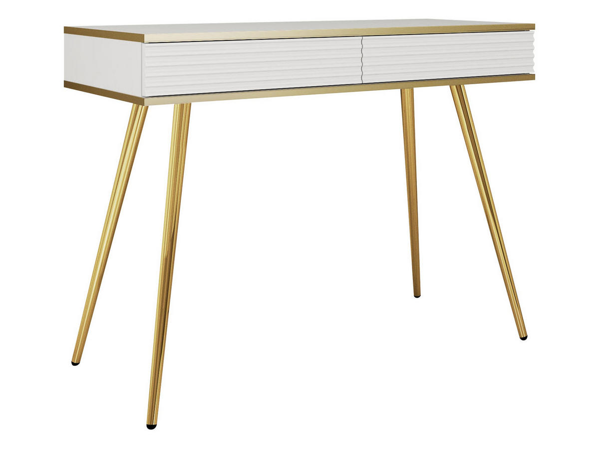 SCHMINKTISCH Oro T102 - Goldfarben/Weiß, Holzwerkstoff/Metall (50/102/80cm) - MIRJAN24
