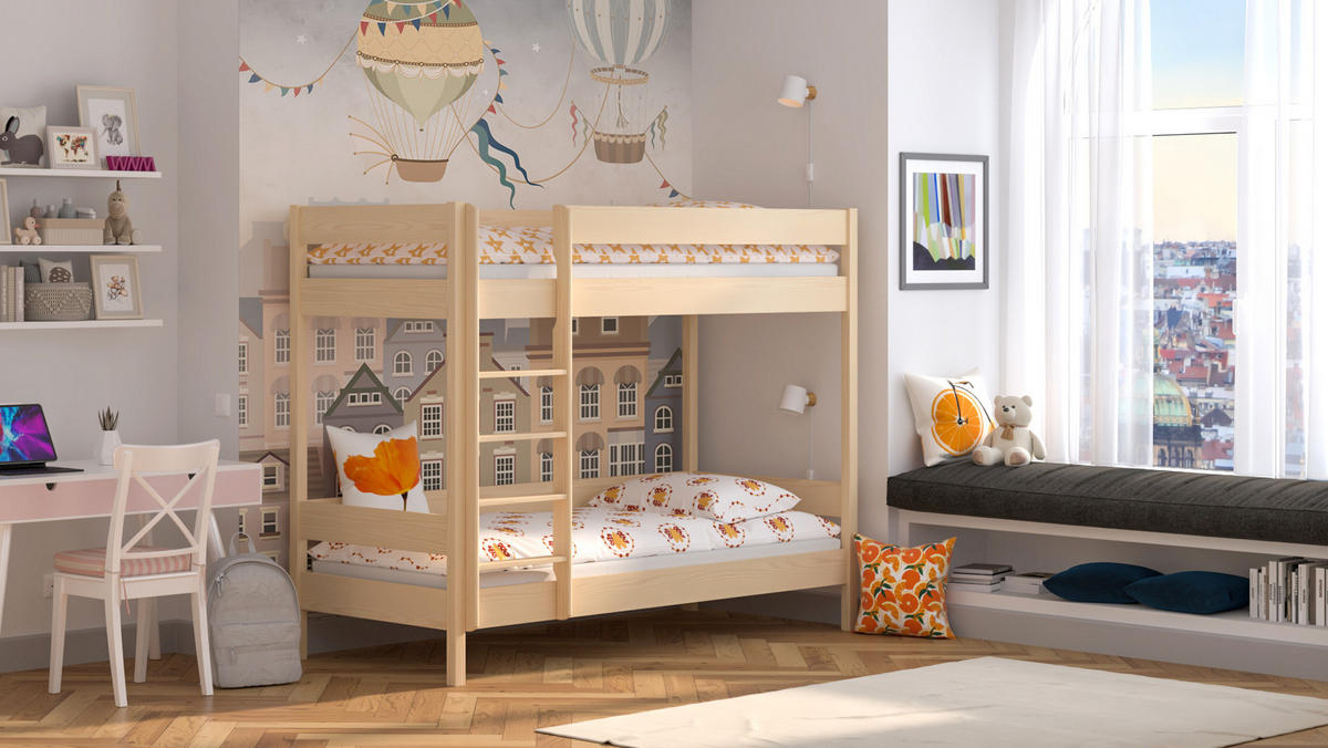 ETAGENBETT Diego 140x70 naturweiß - Naturfarben, Holzwerkstoff (70/140cm)