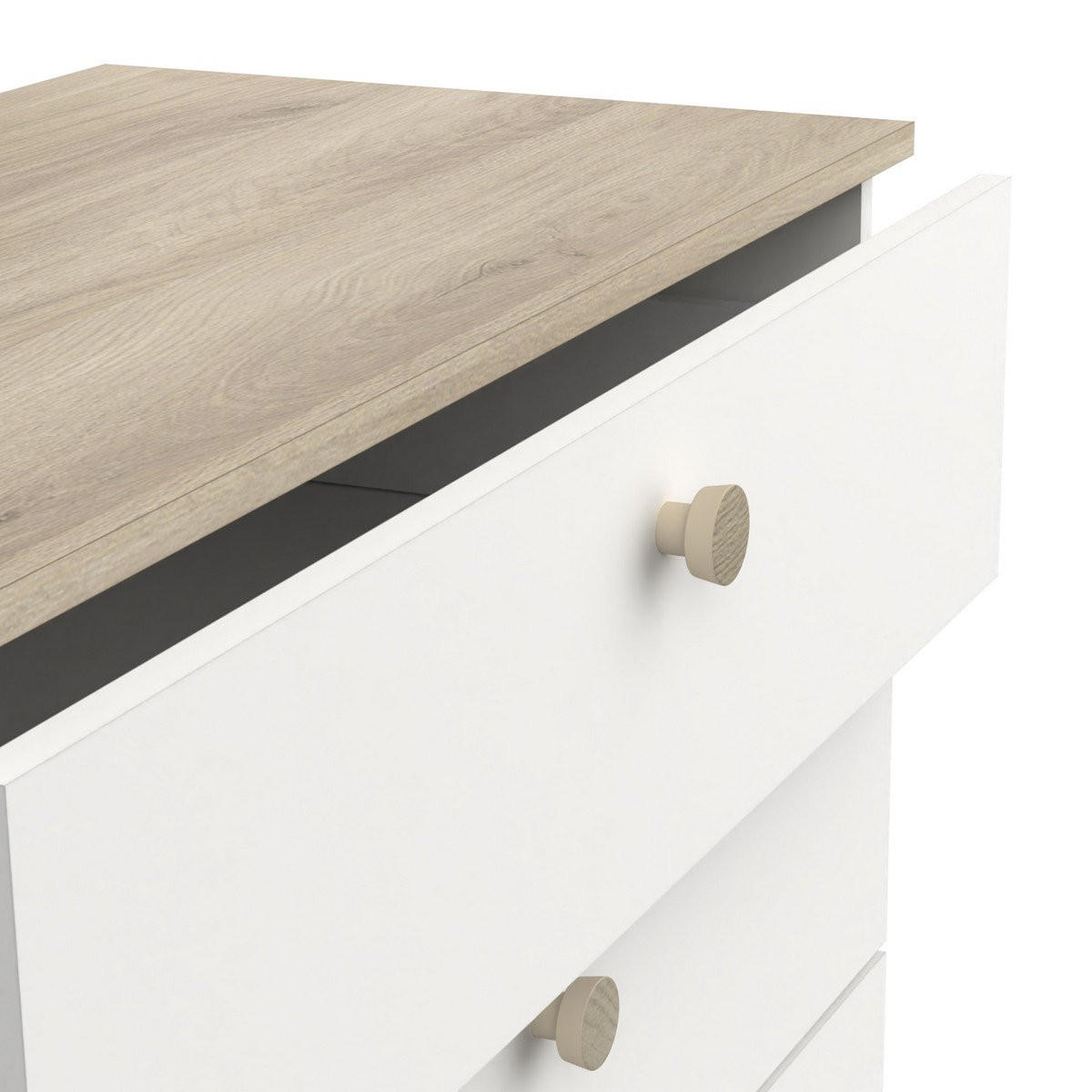 KOMMODE mit 4 Schubladen, Dekor Eiche Kronberg und Weiß - L79,7 cm - Apfelbaumfarben, Holzwerkstoff (41.9/85.1/79.7cm) - Calicosy