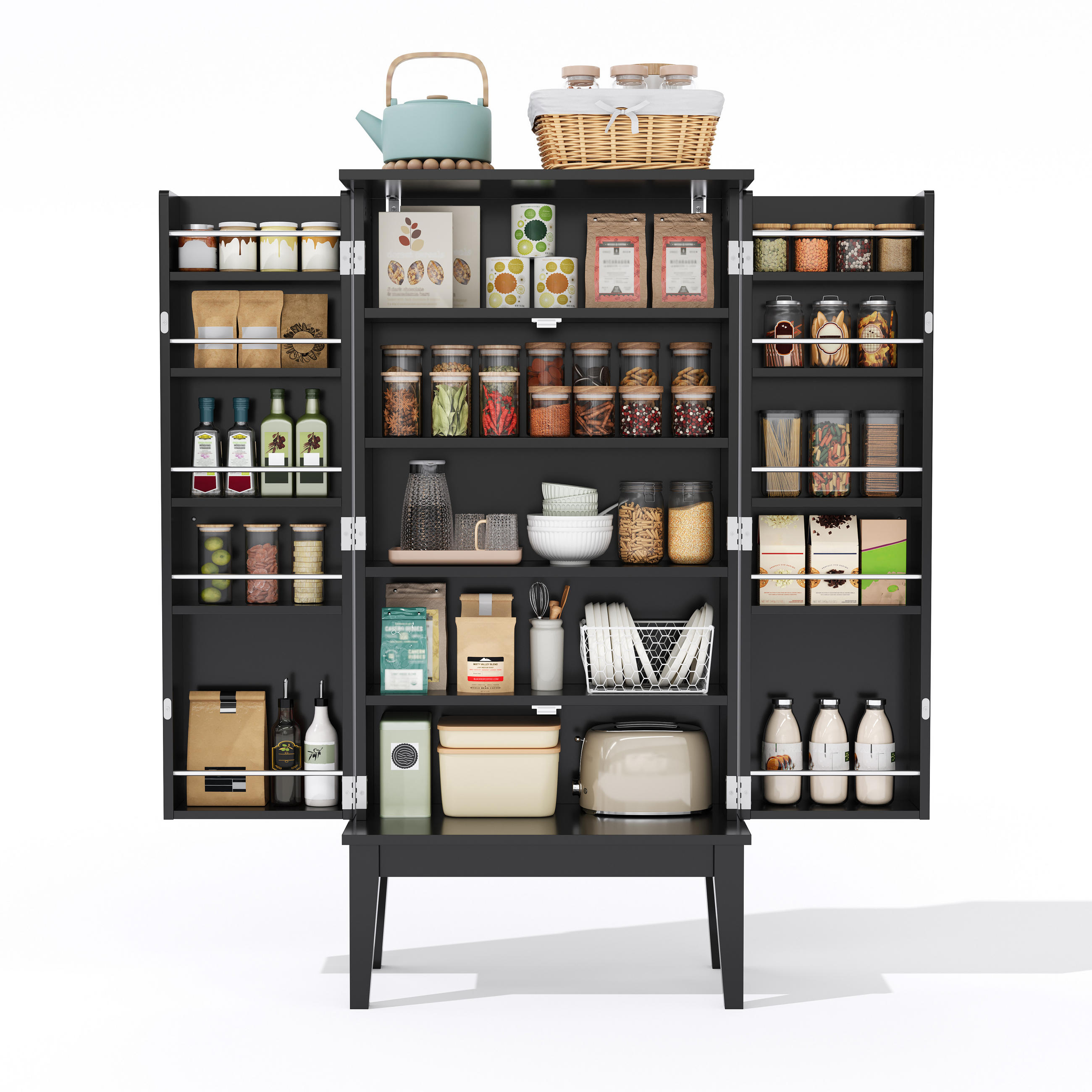 BUFFET 120/30/59 cm schwarz aus MDF mit 2 Türen - Schwarz, Holzwerkstoff (59/120/30cm) - OKWISH