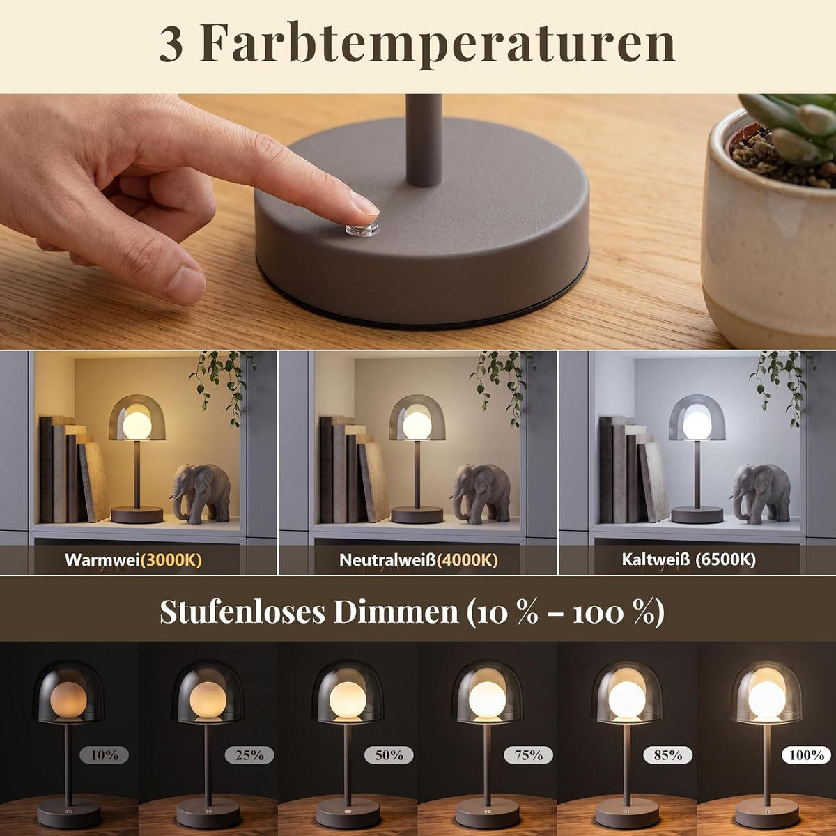 LED Schreibtischlampe 12/12/27cm - Grau, Metall (12/12/27cm) - Nettlife