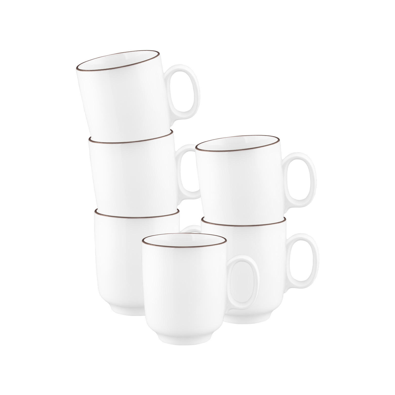 BECHER MIT HENKEL Sento Home Pure Lines Chocolate Brown 400 ml 6er Set - Dunkelbraun, Keramik (0.4L) - Seltmann Weiden