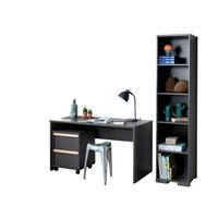 KINDERZIMMER komplett Set 3-tlg. Kariotta 28 Anthrazit Griffe Massivholz - Anthrazit, Holzwerkstoff (140/65/1cm) - 58aufmkessel