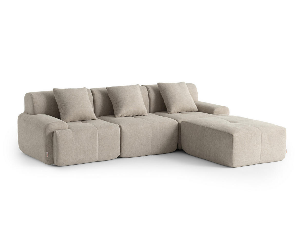 ECKSOFA Chenille Sandbeige - Sandfarben, Textil (260/190cm) - MILYsofa