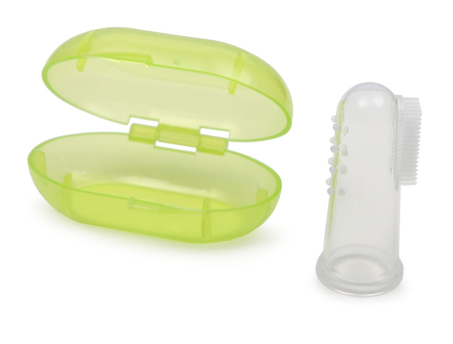 BABYPFLEGE Fingerzahnbürste 103012 Silikon, leicht zu reinigen, für unterwegs, praktisch im Alltag - Grün, Kunststoff (2/2cm) - Moni