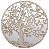SPIEGEL Sandfarben 60x2,5 cm Eisen Rund für den - Creme, Metall (60/60/1cm) - furnicato